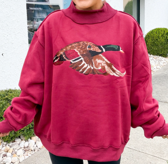 Bucketlist Mallard Mock Neck Sweatshirt (Burgundy)