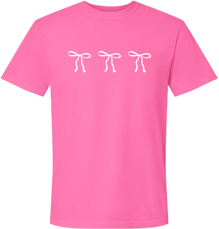 3 Coquette Bows Comfort Color S/S Tee (Neon Pink)
