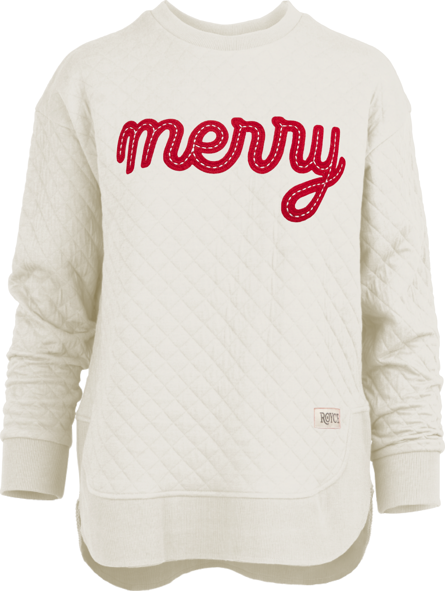 Juniors' Royce Apparel Candy Cane Stitch (Merry) L/S (Ivory)