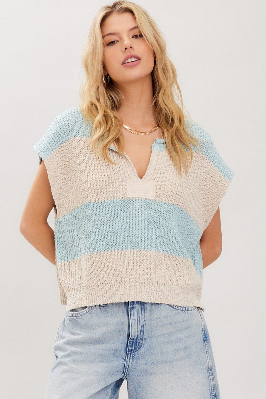 Striped Sleeveless S/S Knit Top