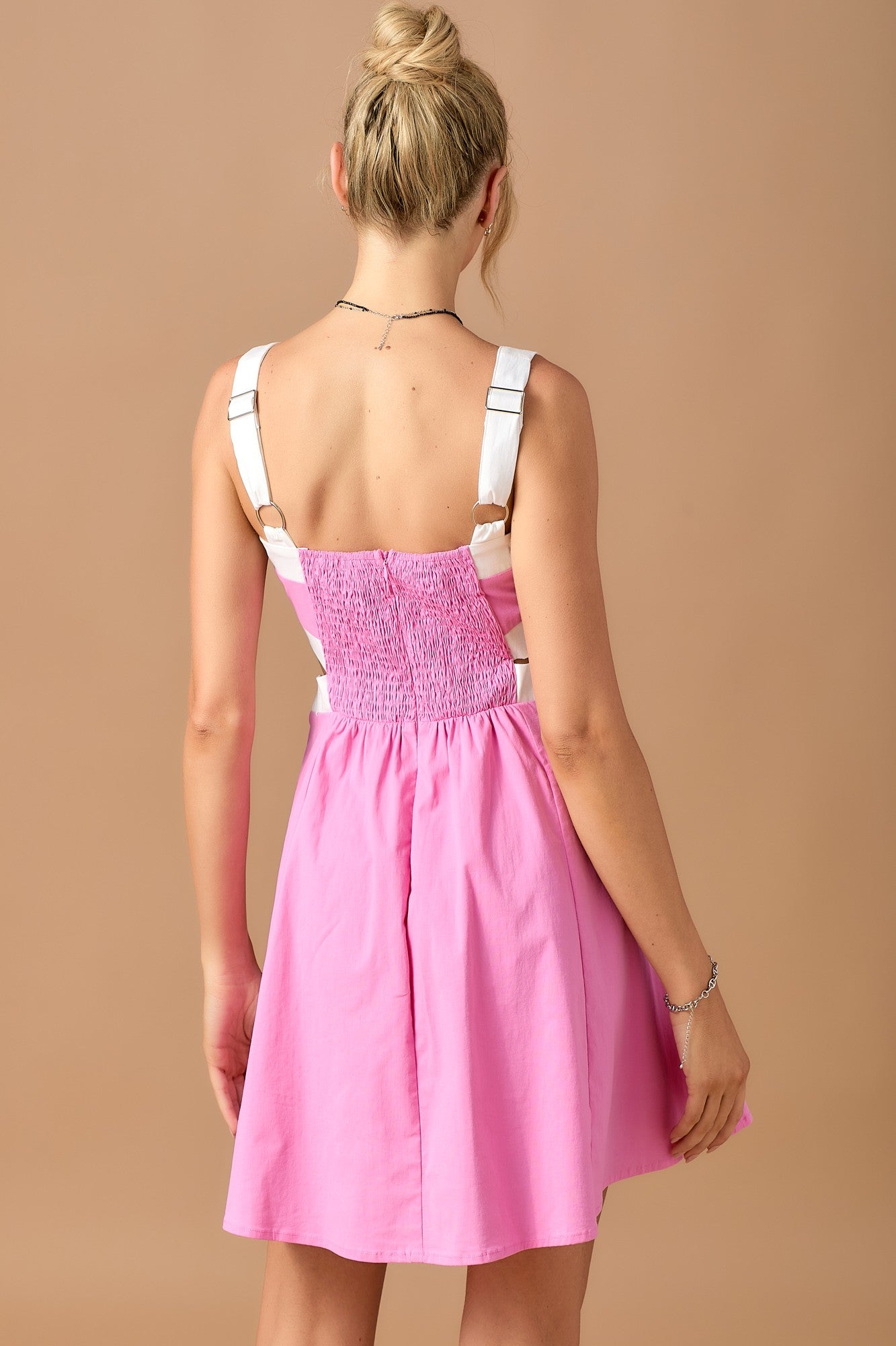 Key Hole Waist Mini Dress (Pink)