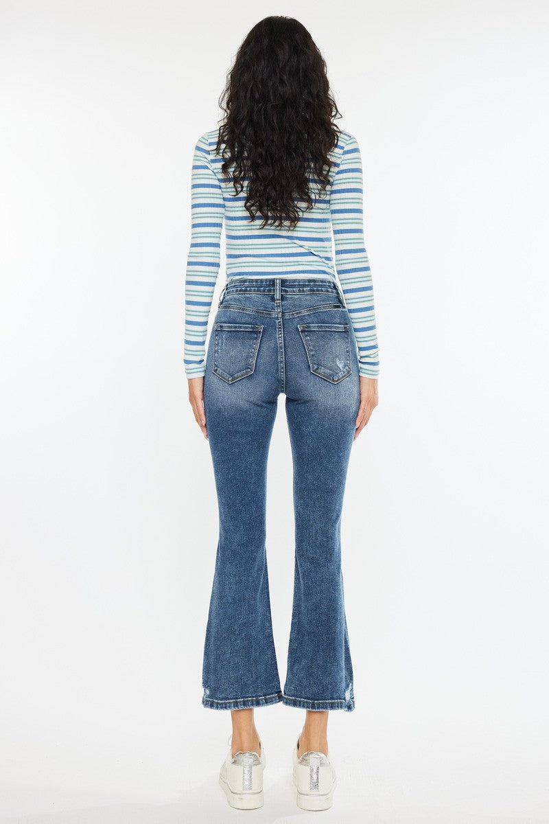 Miley High Rise Cropped Flare Jean (Dark Wash)