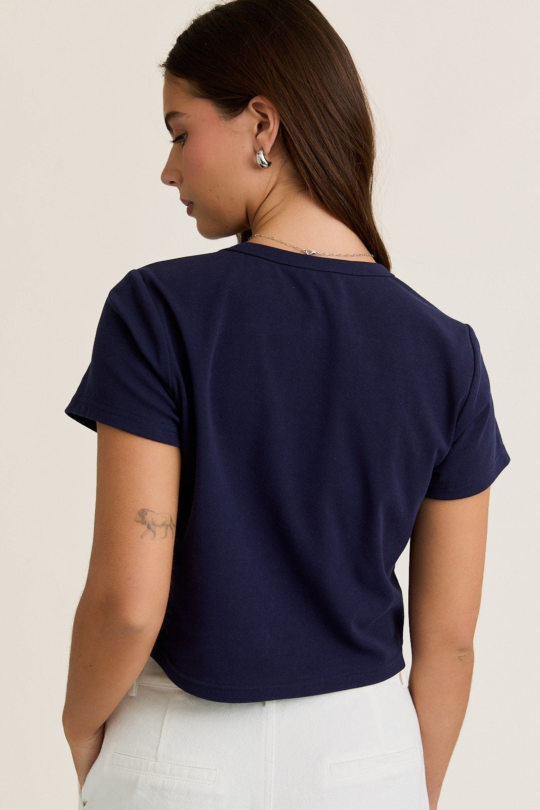 "BEAR" Round Neck Baby S/S Tee (Navy)