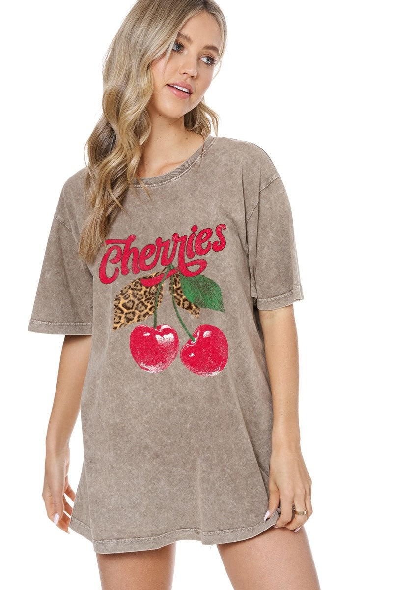 Cherries Graphic S/S Tee (Mocha)