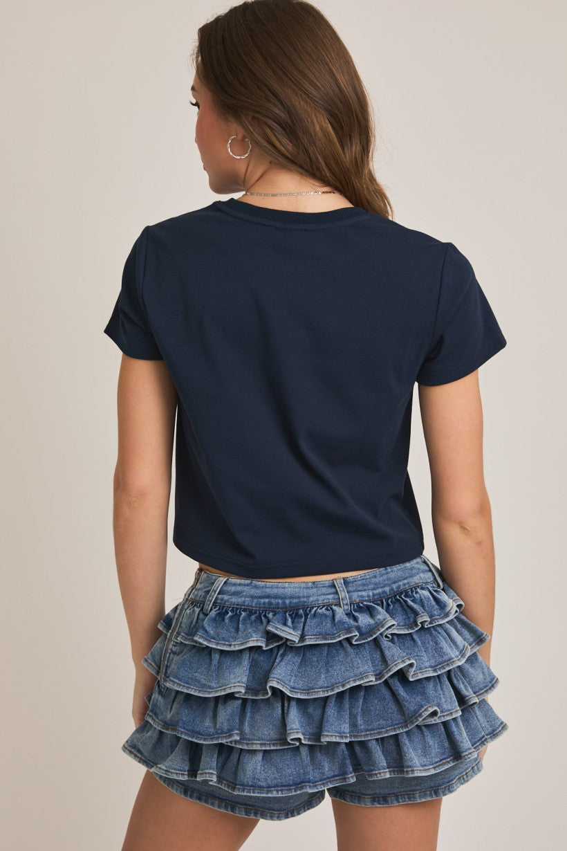 USA Crew Neck Baby S/S (Navy)