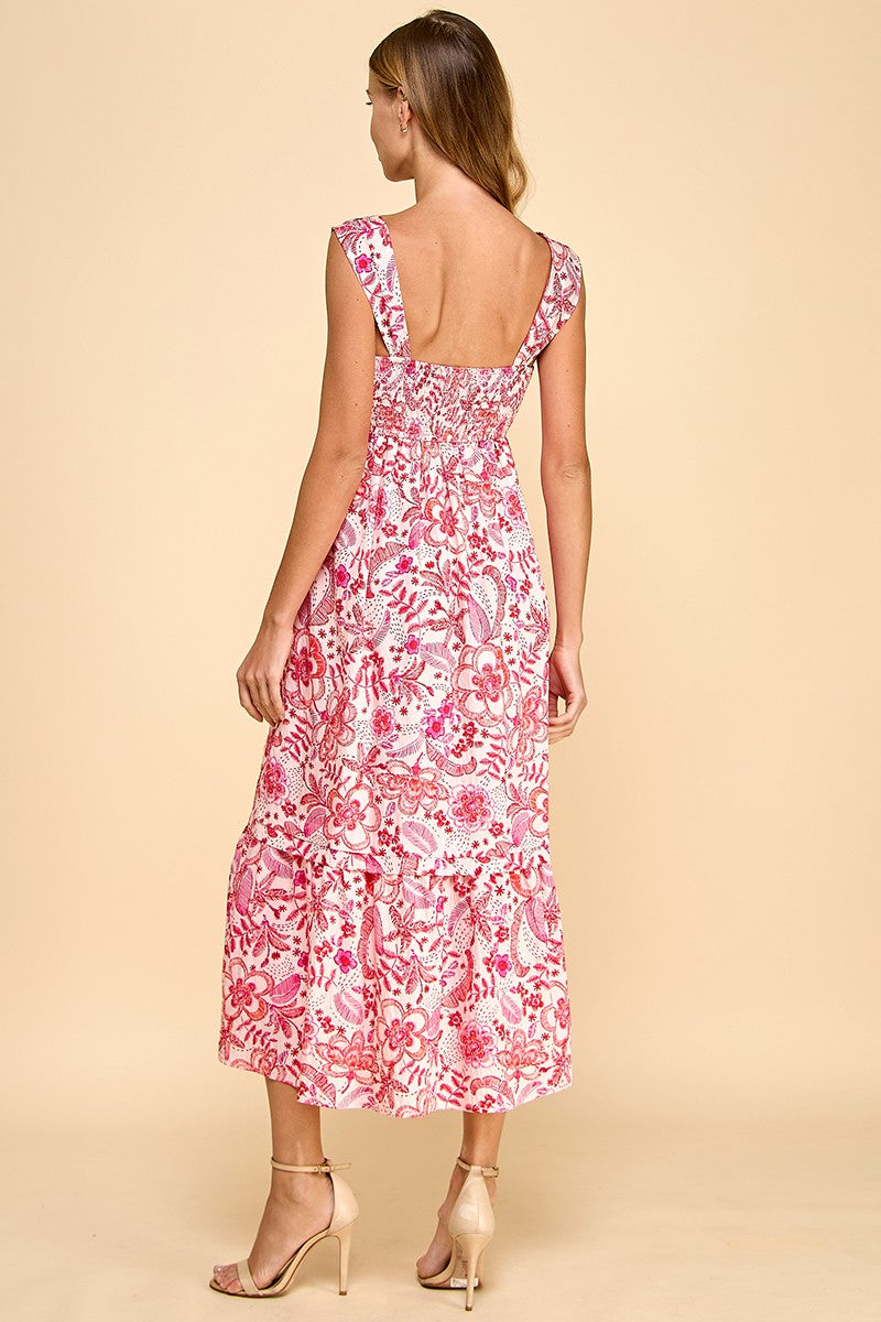 Abstract Midi Dress (Pink)