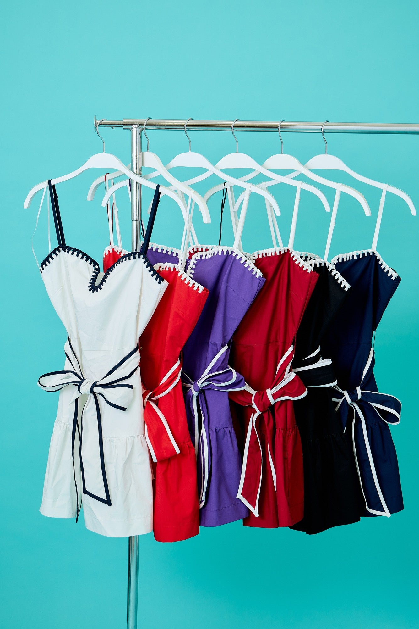 Day + Moon Poplin Drop Waist Binding Braid Detail Dress