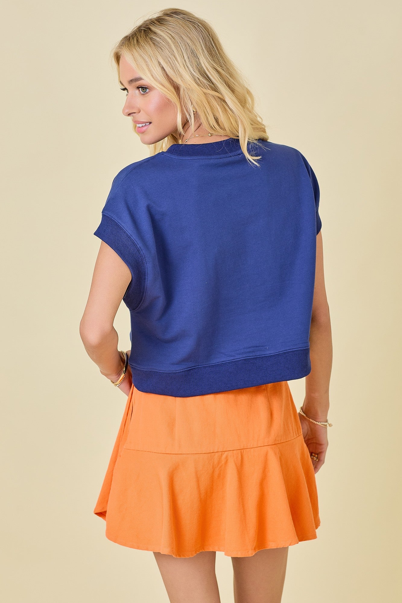 Day + Moon Gameday Boxy Cropped Terry Top