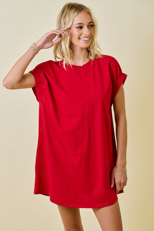 Day + Moon Knit Mini Dress W/Elastic Sleeve Details