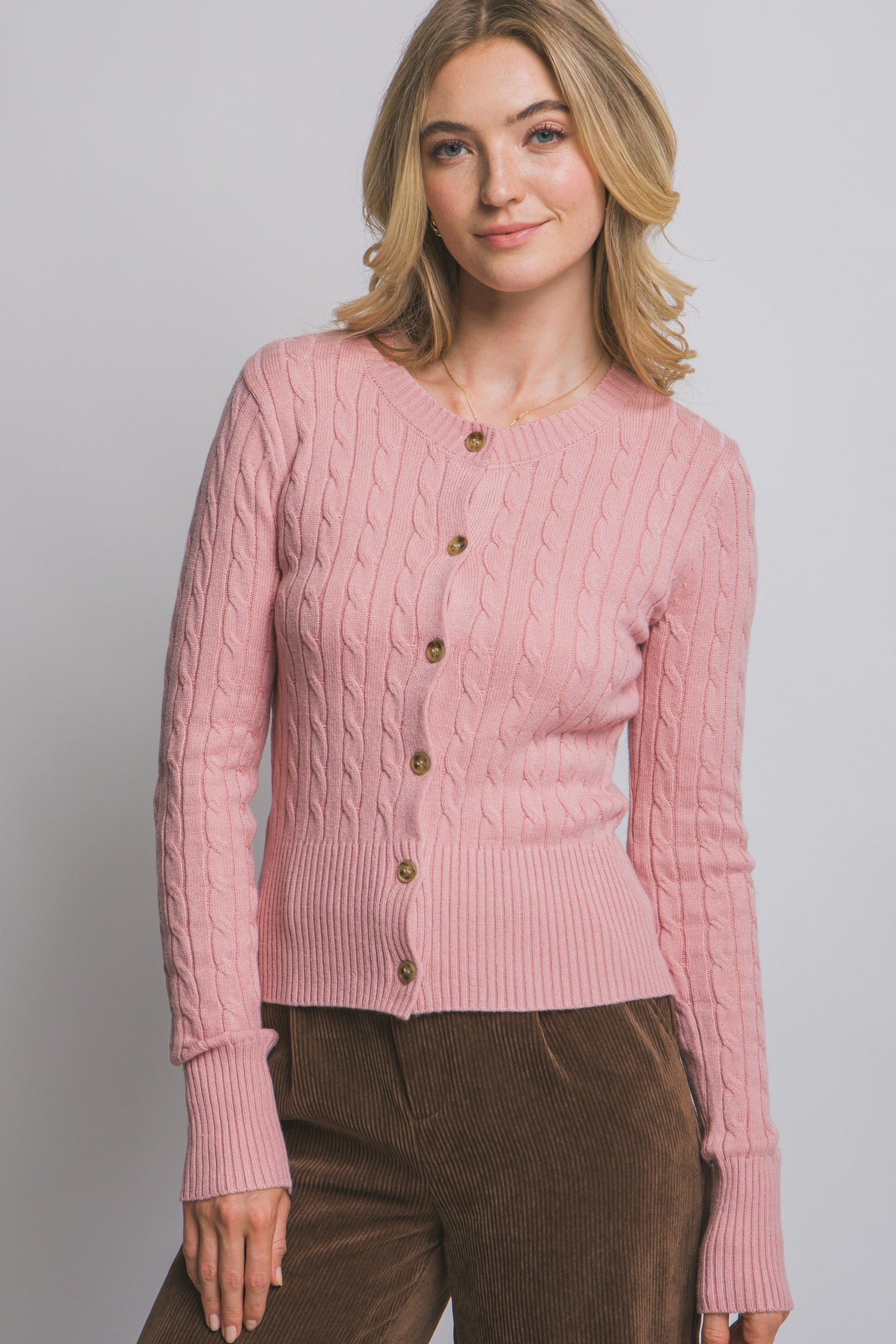 Juniors' Love Tree L/S Cable Knit Cardigan