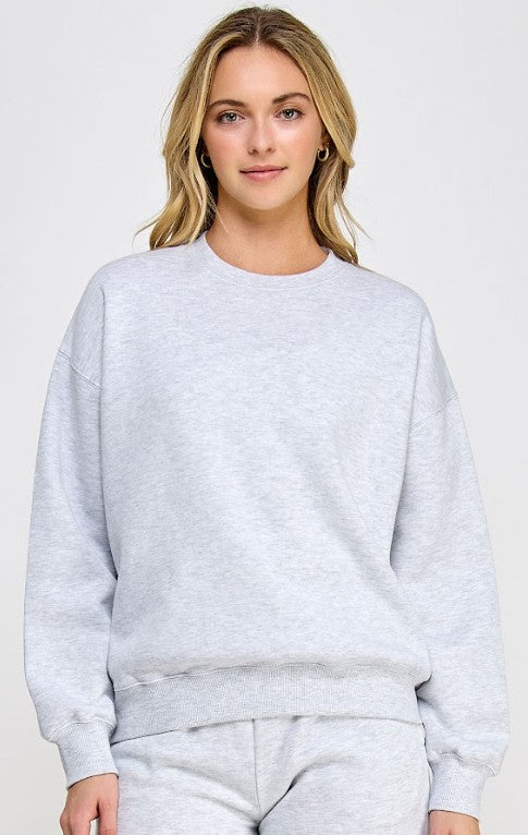 Juniors' Reflex Fleece Basic Relaxed Fit Crewneck Sweatshirt (Ice Grey)