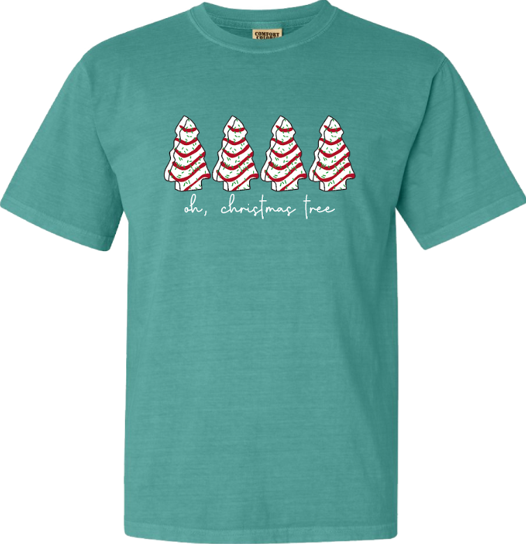 Juniors' Debbie Cake Christmas Comfort Color Tee (Seafoam)