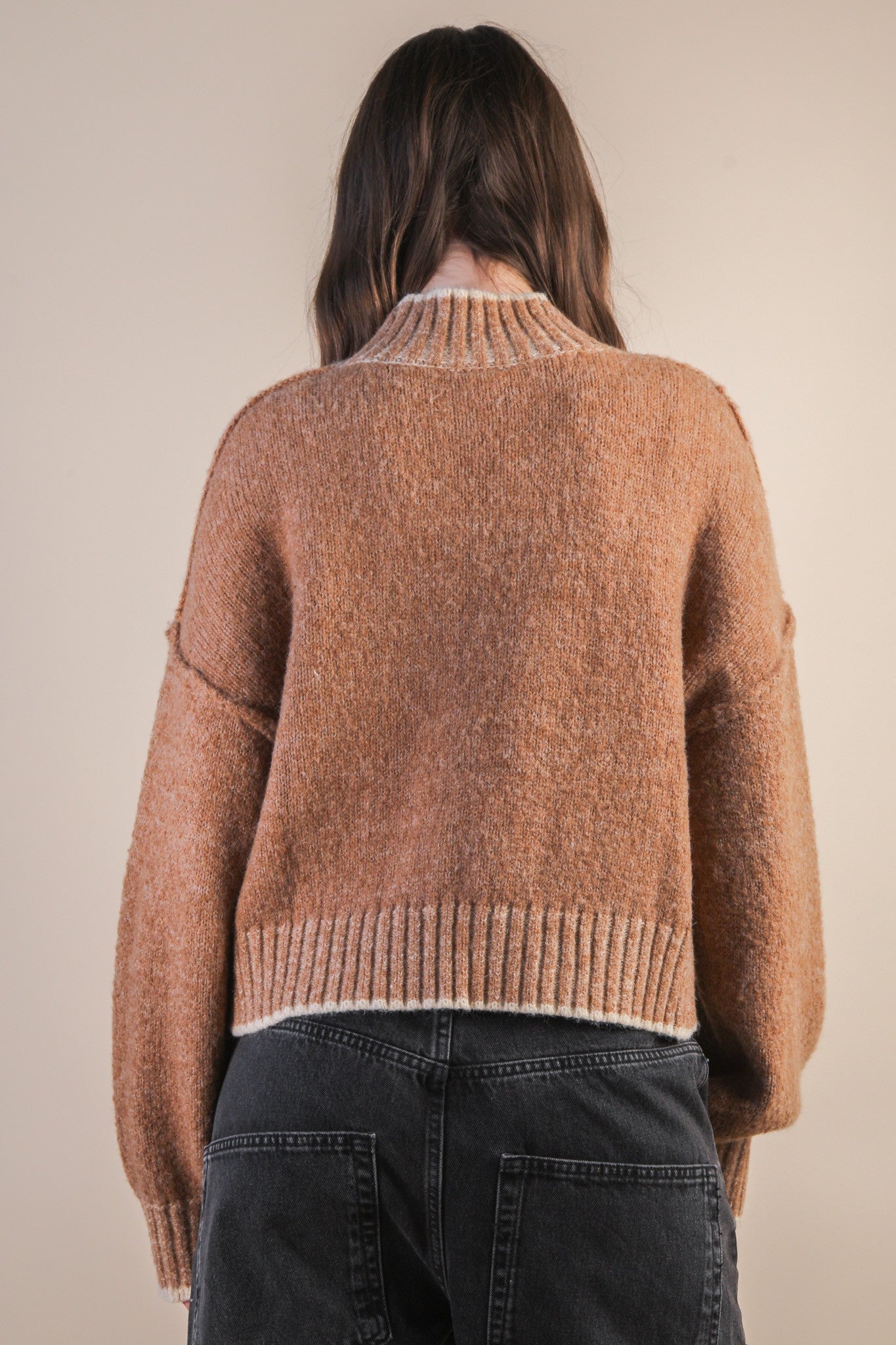 Oversized Casual Mock Neck Knit Sweater