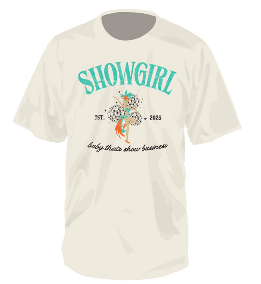 Juniors' Southern Fried Cotton Showgirl Baby That's Show Business Tee (Ivory)