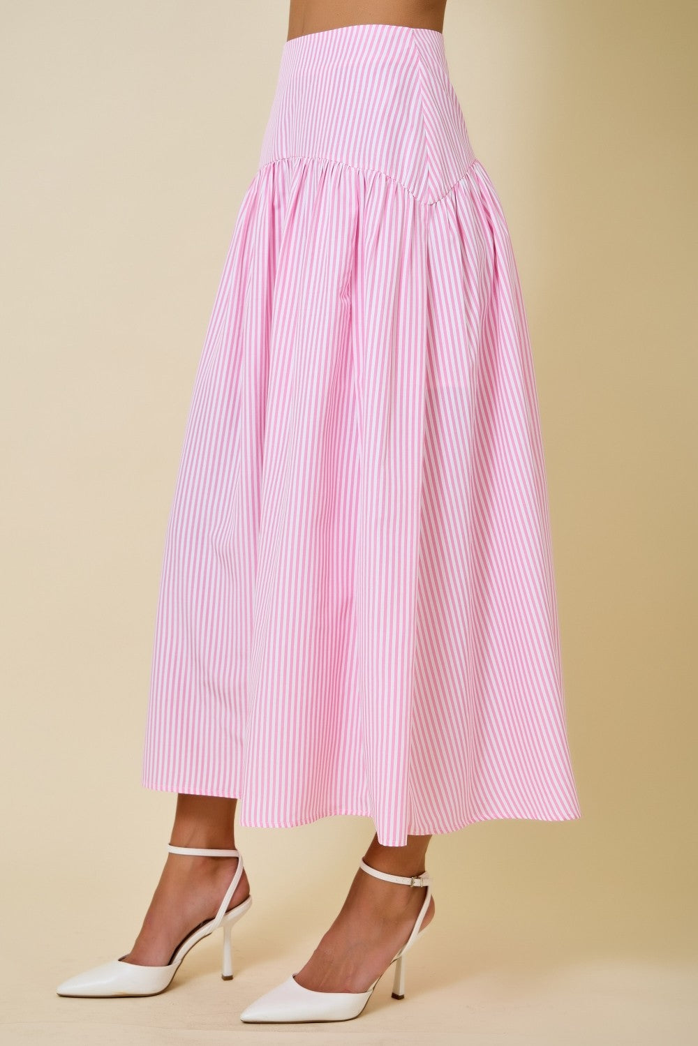 Juniors' Day + Moon Striped Flare W/Curved Yoke Maxi Skirt