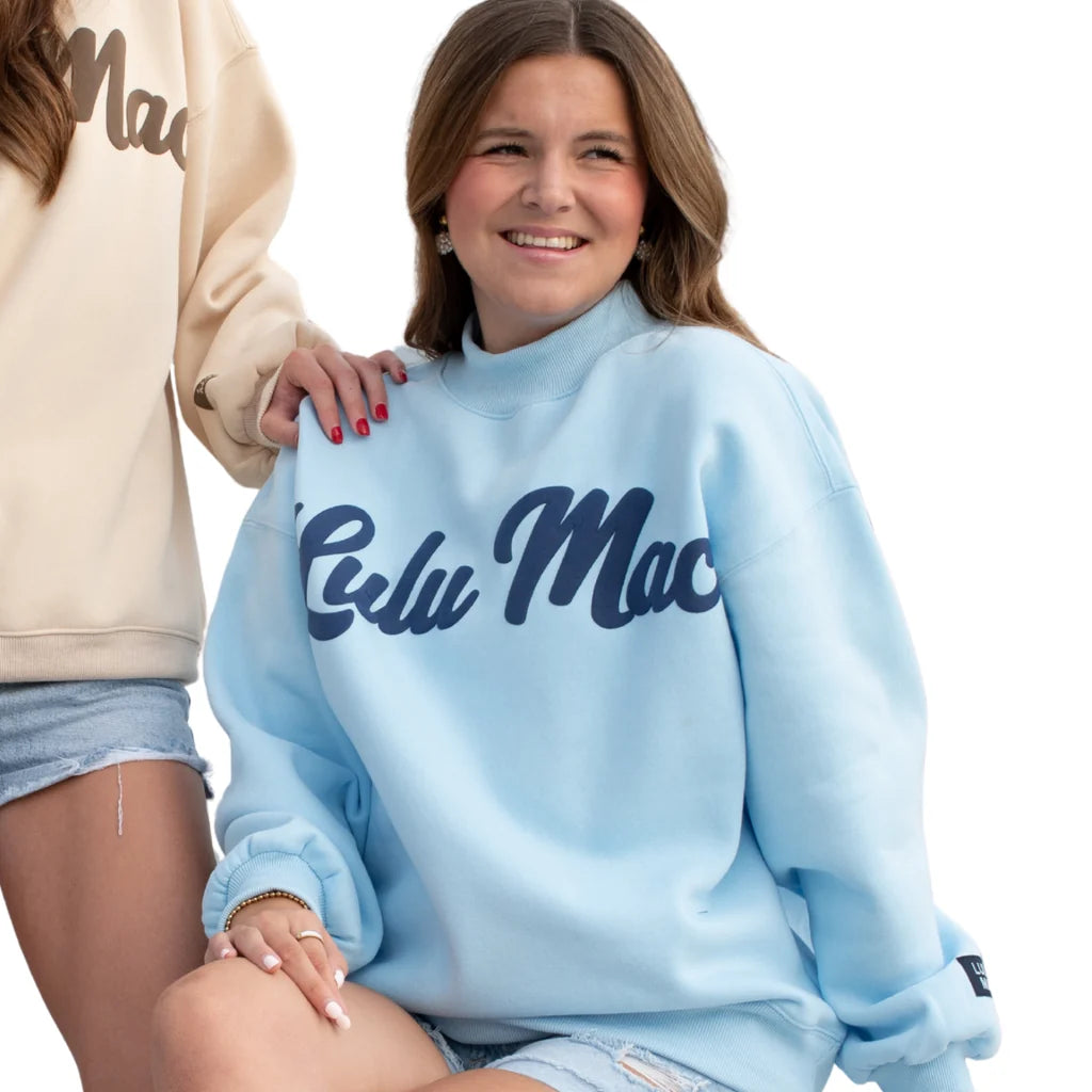 Girlie Girl LULU MAC Script Mock Neck Sweatshirt