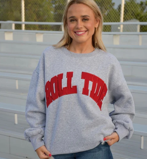 Girlie Girl LULU MAC ROLL TIDE Sweatshirt (Heather Grey)