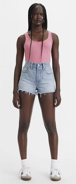 Juniors Levi's 501 High Rise Frayed Hem Cut Off Short (Micro Vibes)