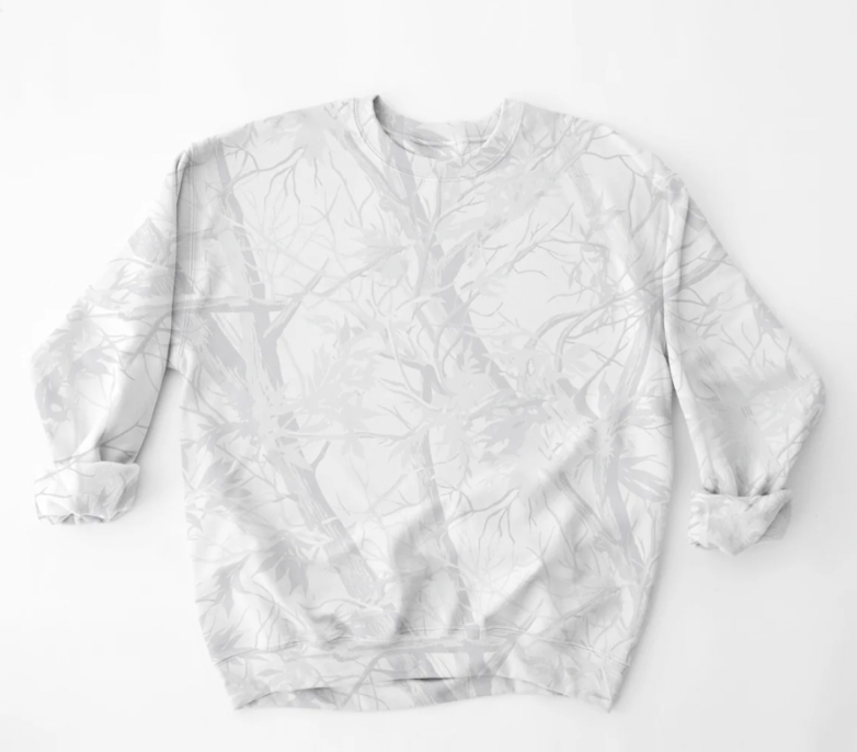 Juniors' Camouflage Fleece Crewneck Sweatshirt (Woodland)