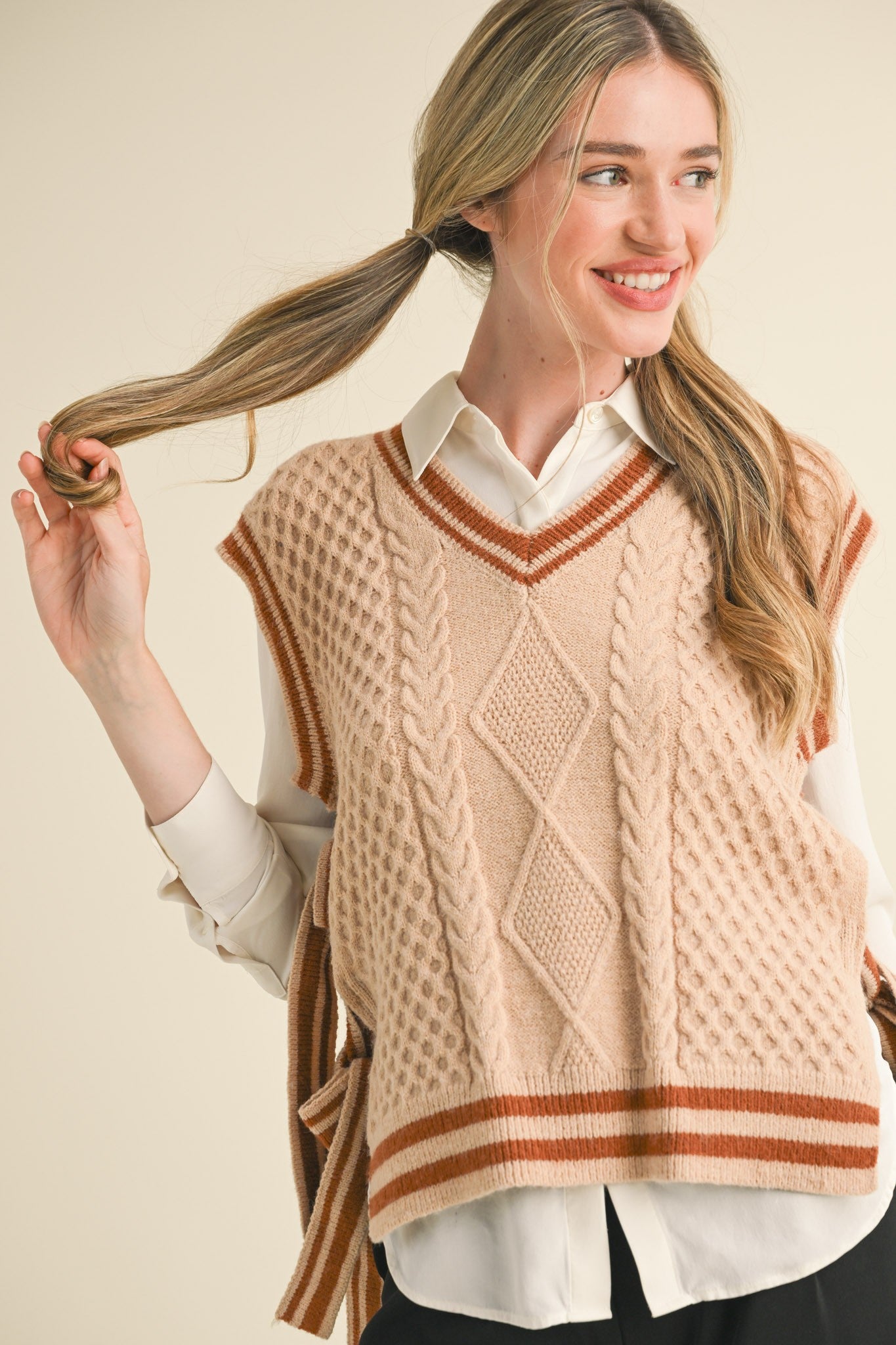 V-Neck Bowknot Knitted Sweater Vest