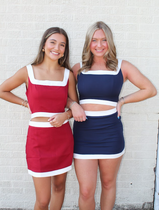 Two-Tone Crop Set (Bottom) Crimson/White