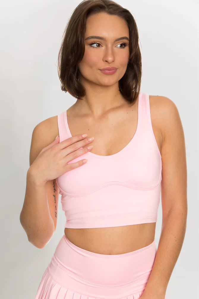 GOLD HINGE Lined Crop Top Bra (Baby Pink)
