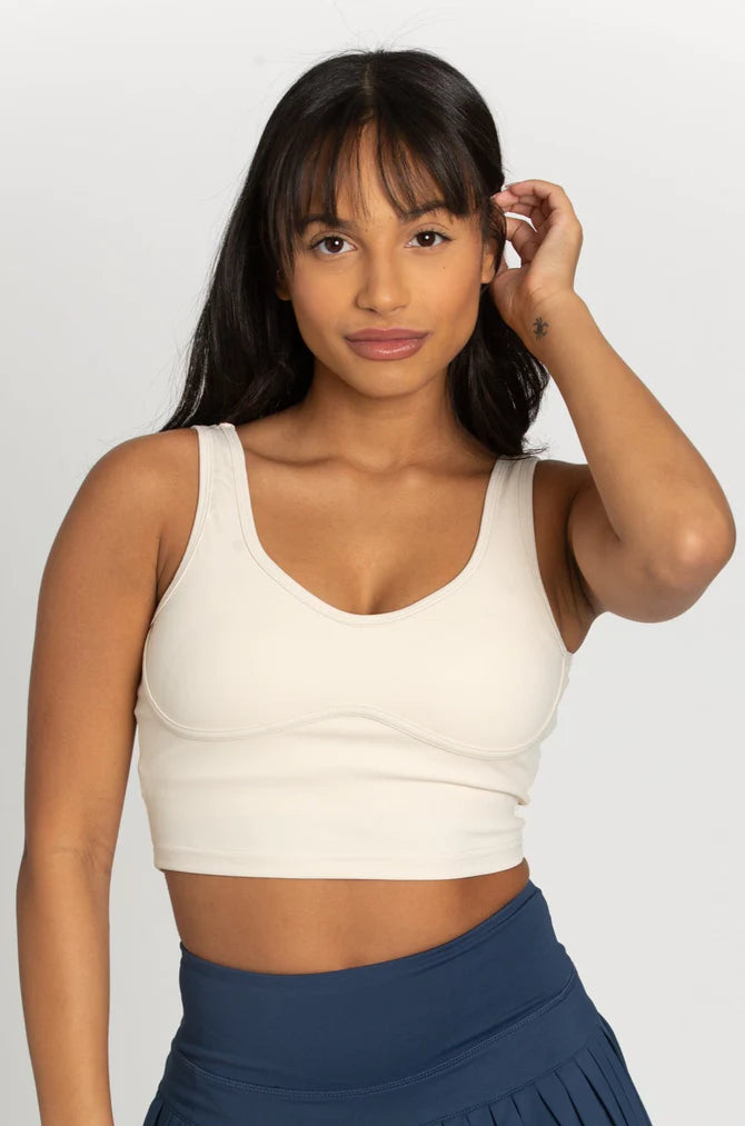 GOLD HINGE Lined Crop Top Bra (Light Cream)