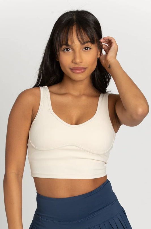 GOLD HINGE Lined Crop Top Bra (Light Cream)