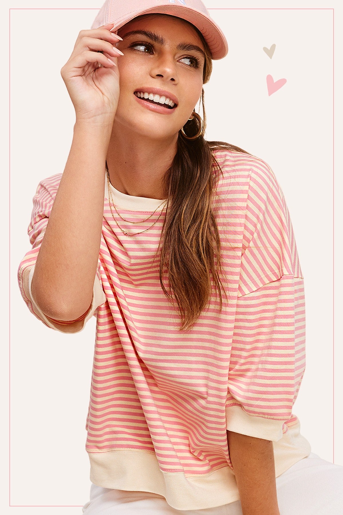 Crew Neck Stripe S/S Top