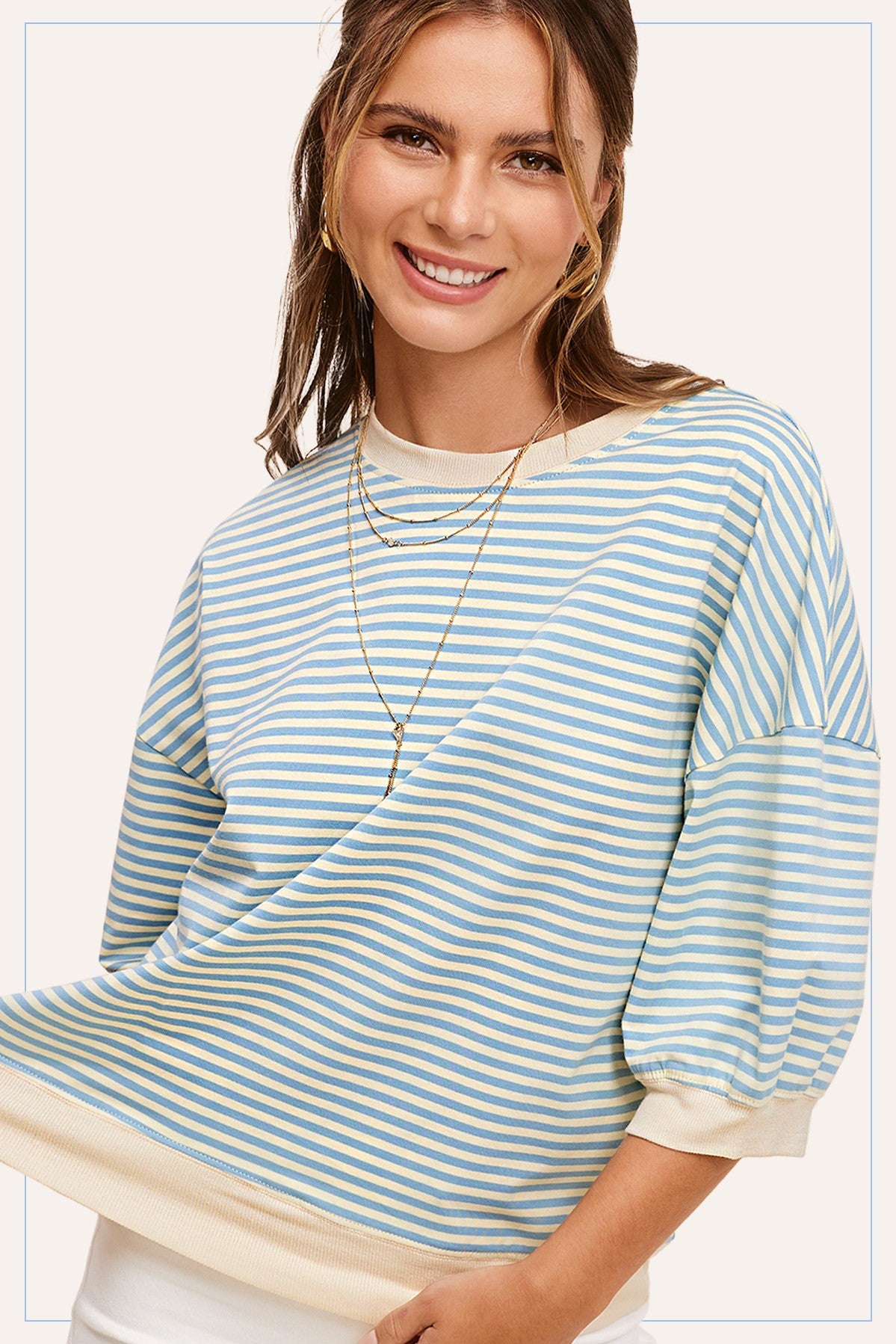 Crew Neck Stripe S/S Top