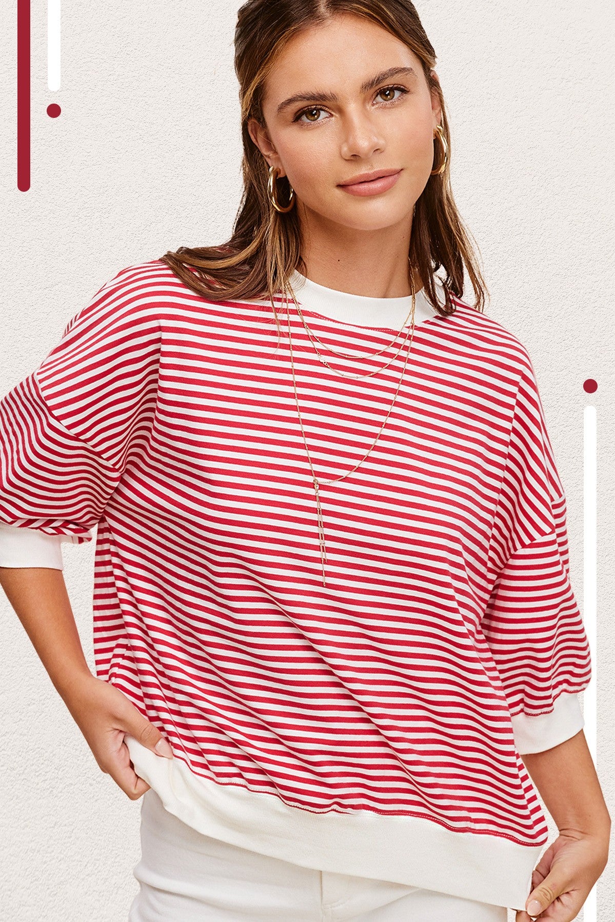 Crew Neck Stripe S/S Top