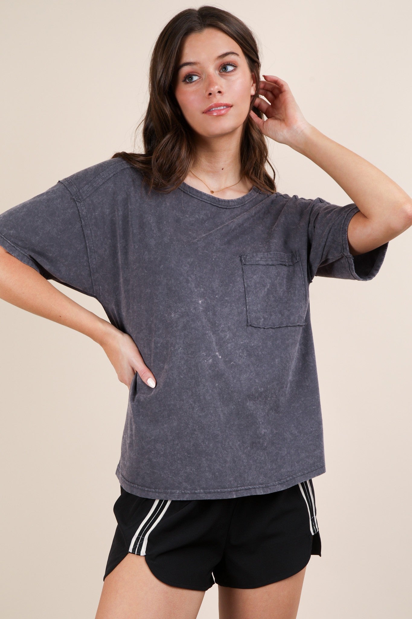 Washed Knit S/S Pocket Tee