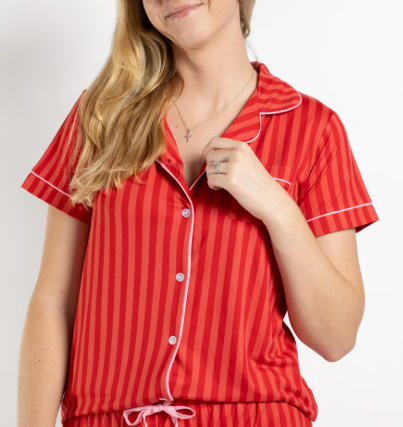 The Royal Standard Carissa Stripe S/S Button Up Sleep Shirt