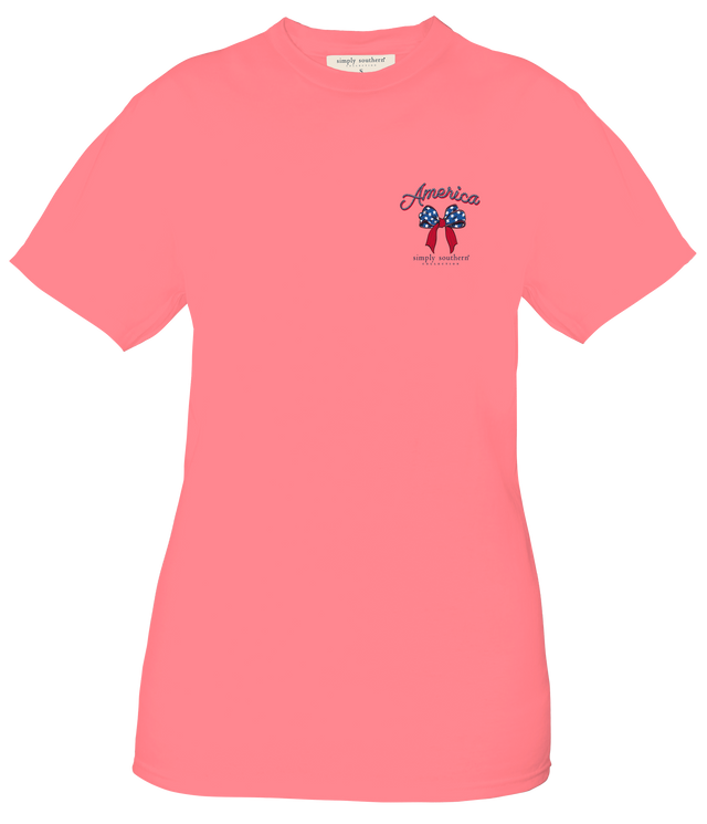 Ladies Simply Southern American Cow S/S Conch