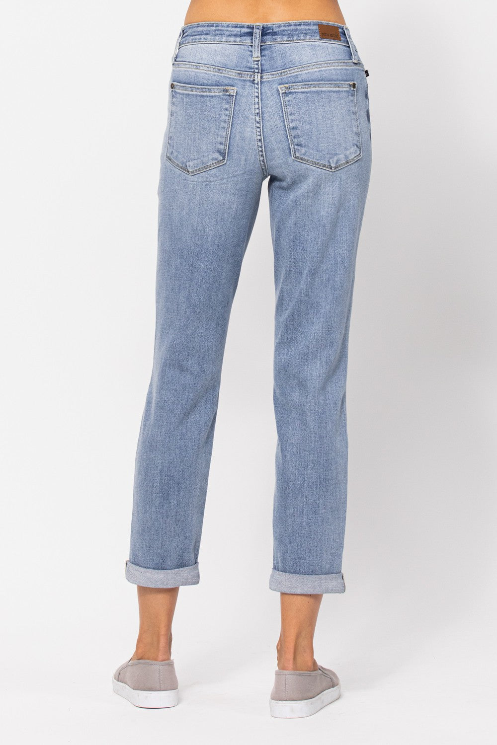 Judy Blue (Plus) Mid Rise Bleach Wash Boyfriend Jean