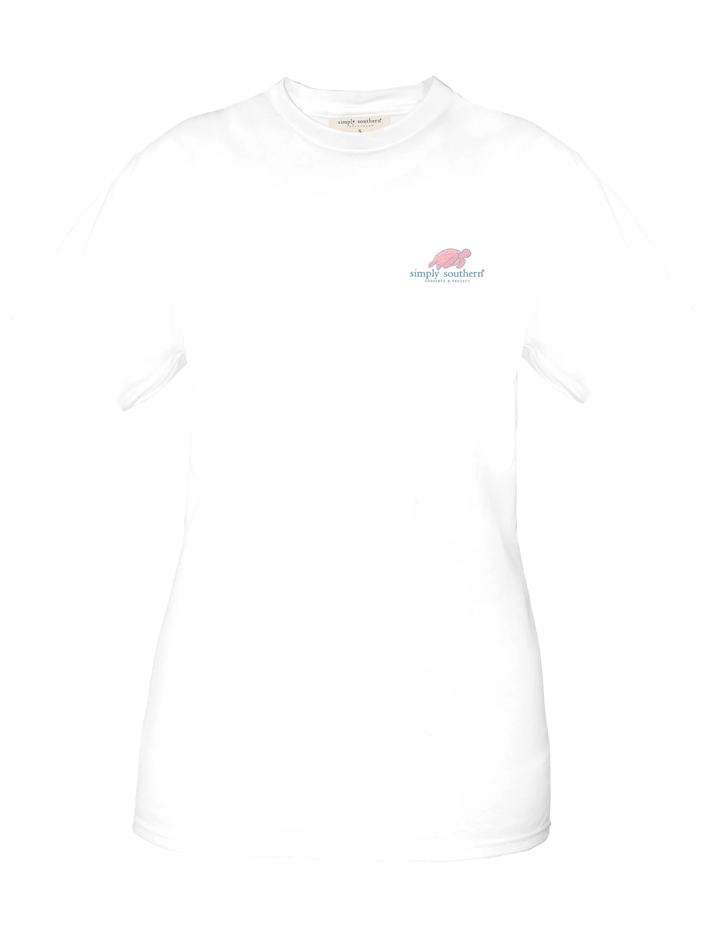 Ladies Simply Southern Turtle Tracker Tropic S/S White