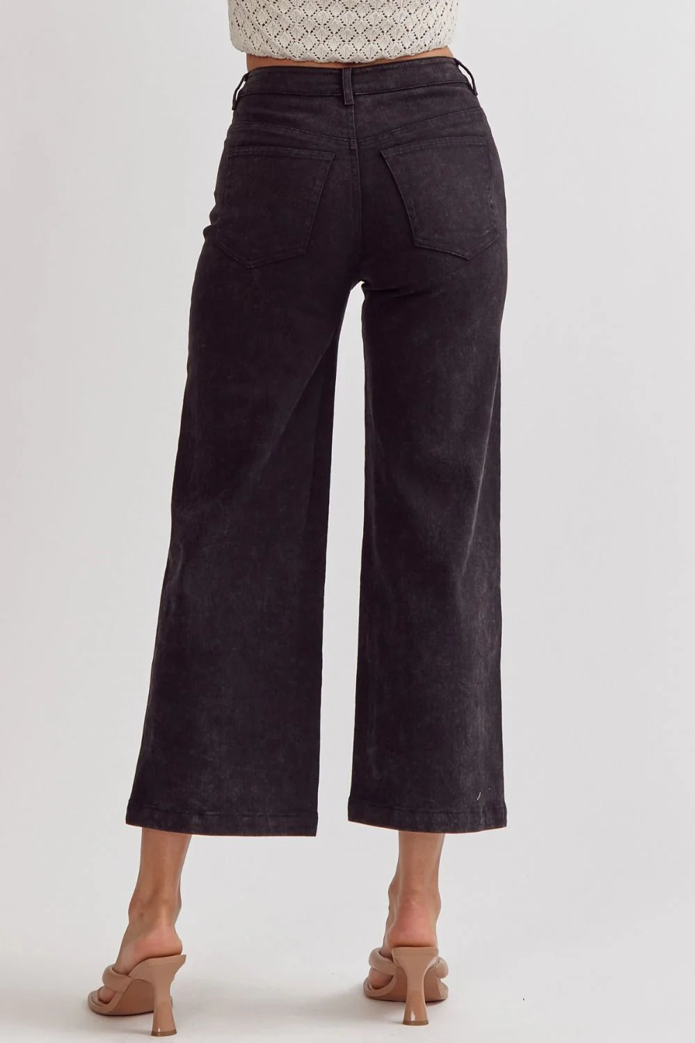 Plus Acid Washed High Waisted Wide Leg Pant