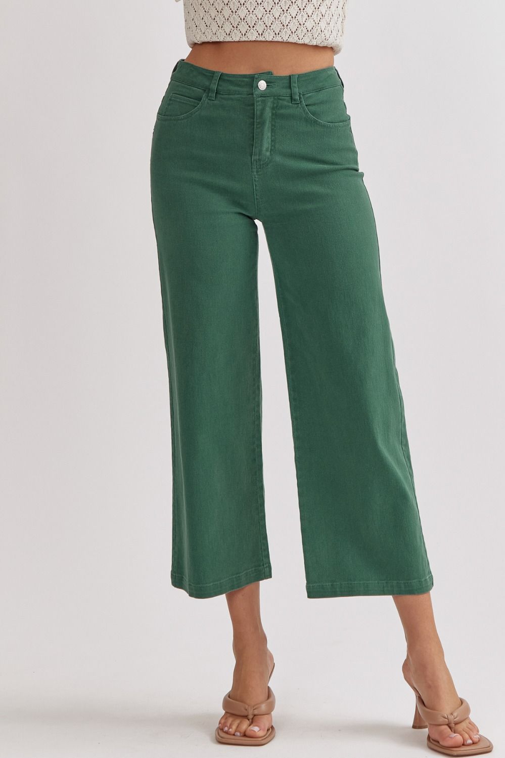 Plus Acid Washed High Waisted Wide Leg Pant