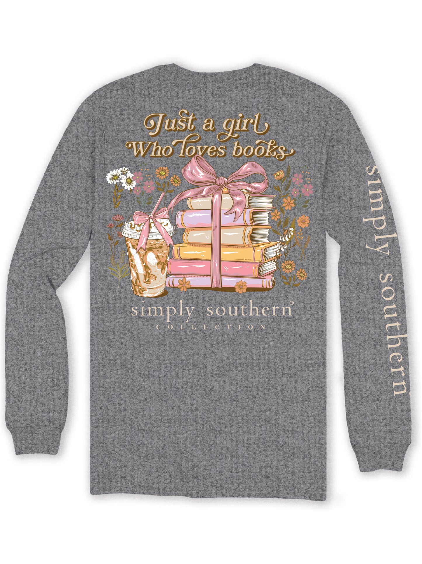 Ladies Simply Southern Just A Girl Who Loves Books L/S (Charcoal Heather)