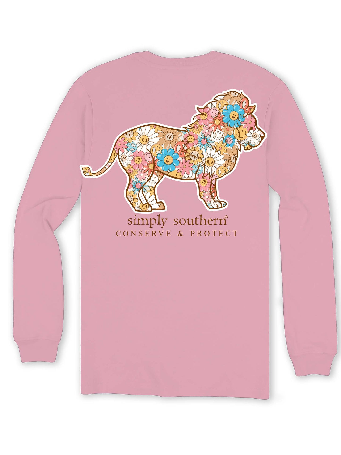Ladies Simply Southern Lion Happy L/S (Candy Pink)