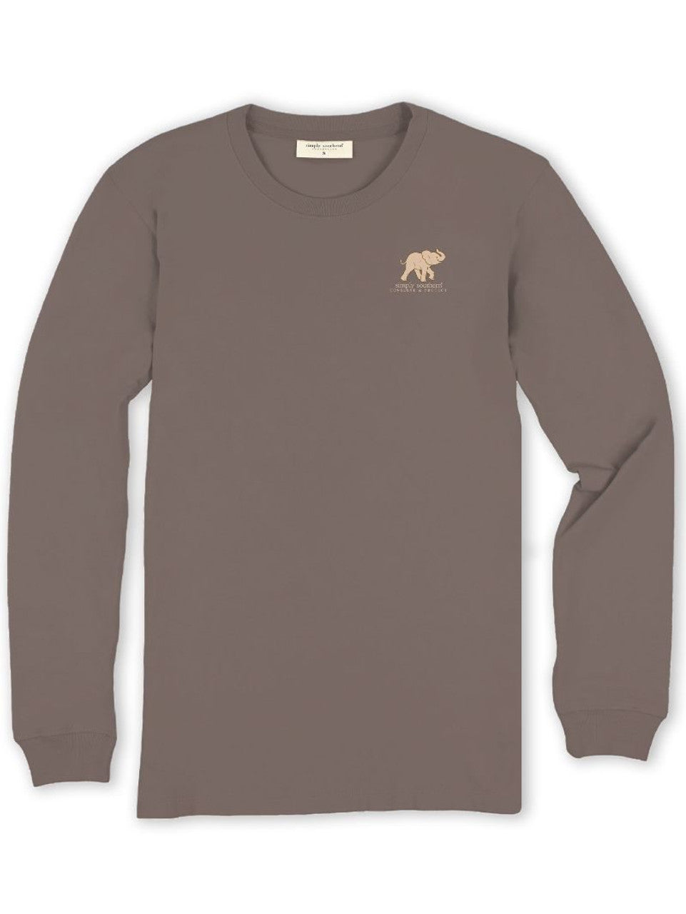 Ladies Simply Southern Elephant Wildflower L/S (Mocha)