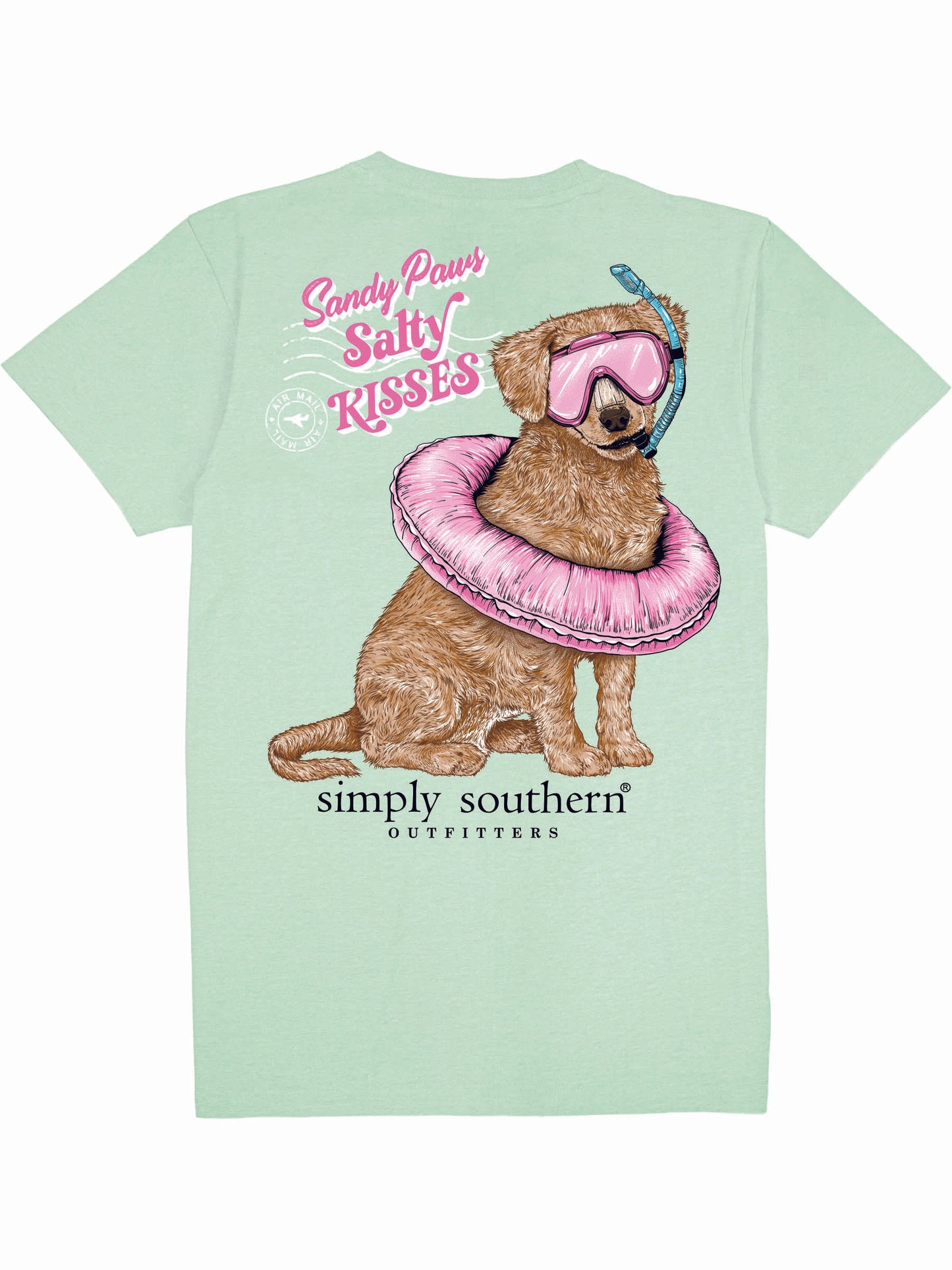 Ladies' Simply Southern Sandy Paws Salty Kisses S/S (Mint)