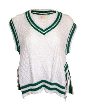 Ladies' Simply Southern Jules Tie Sweater (Ivory/Dark Green)