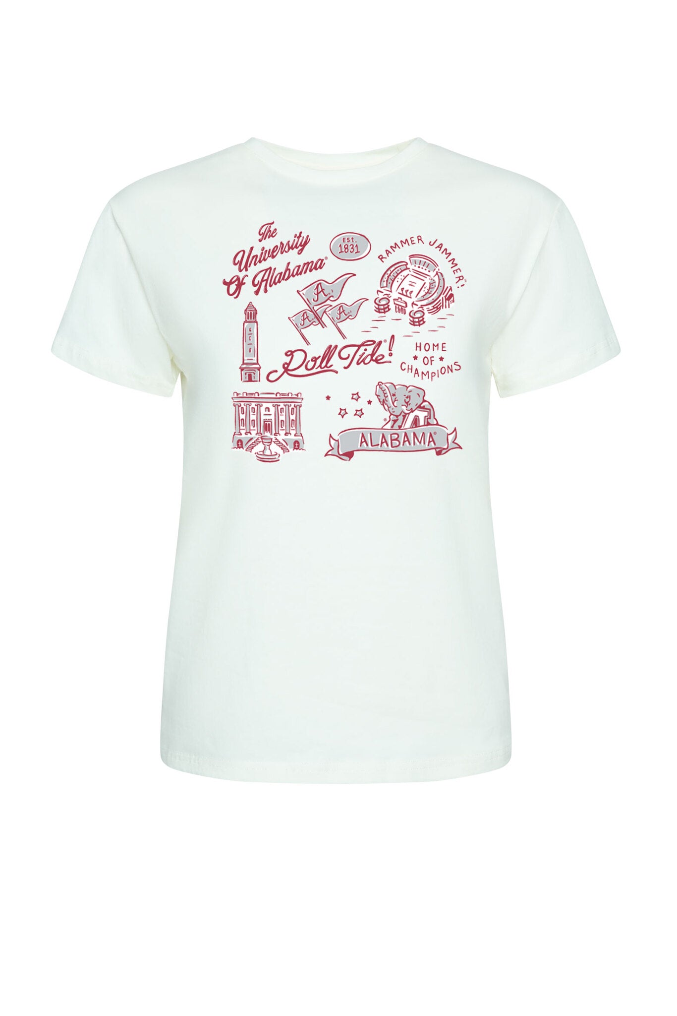 Hype & Vice Alabama Classic Vintage Icon Logo S/S Tee (White_