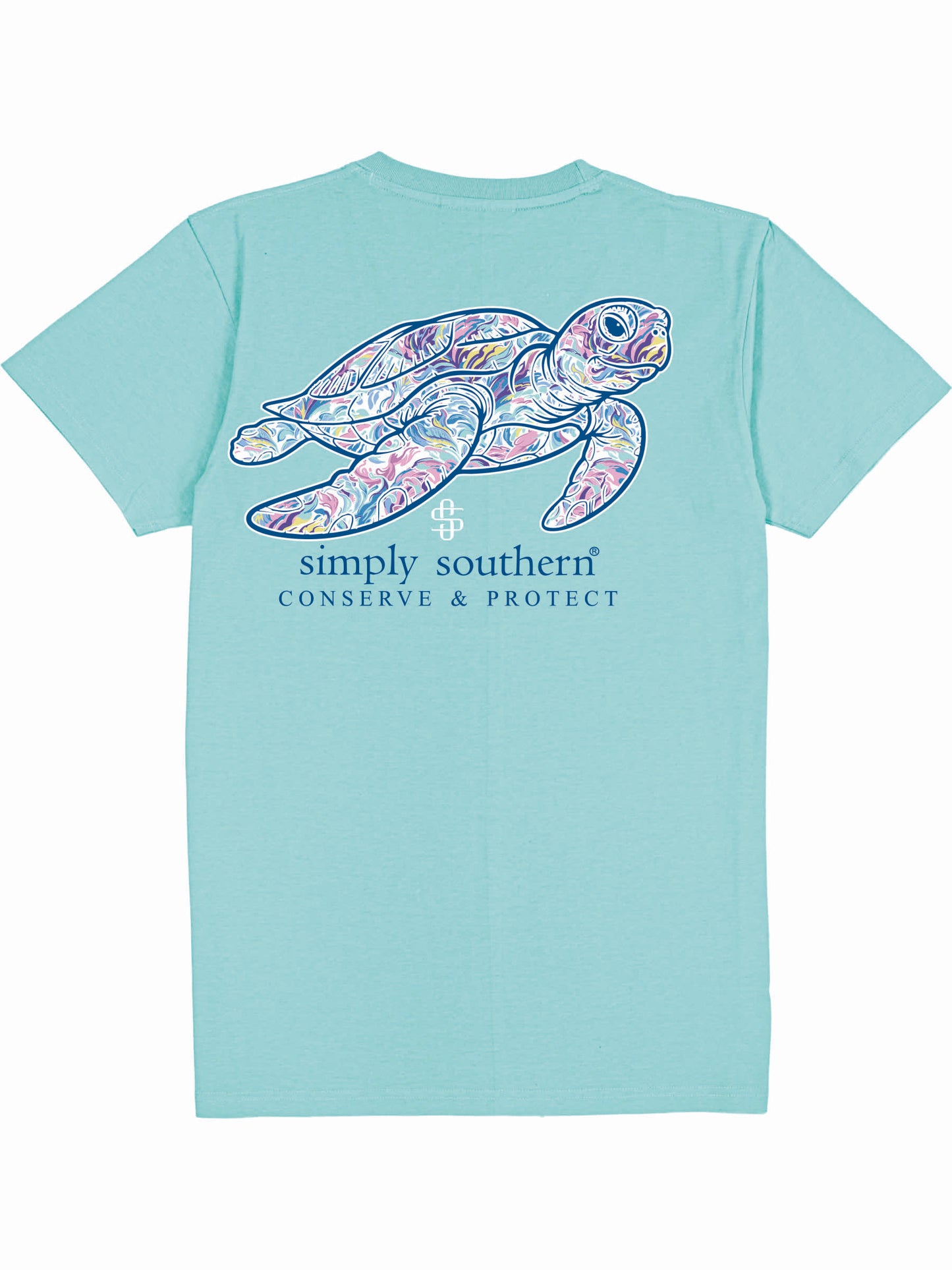 Ladies' Simply Southern Turtle Tracker Reef S/S (Aqua)