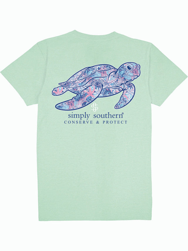 Ladies' Simply Southern Tracker Turtle Reef S/S Tee (Mint)
