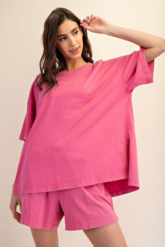 Mineral Washed Oversized Slit Tee
