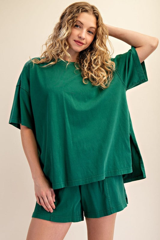 Mineral Washed Oversized Slit Tee