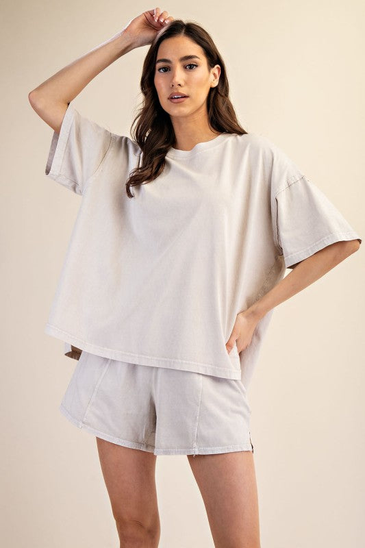 Mineral Washed Oversized Slit Tee