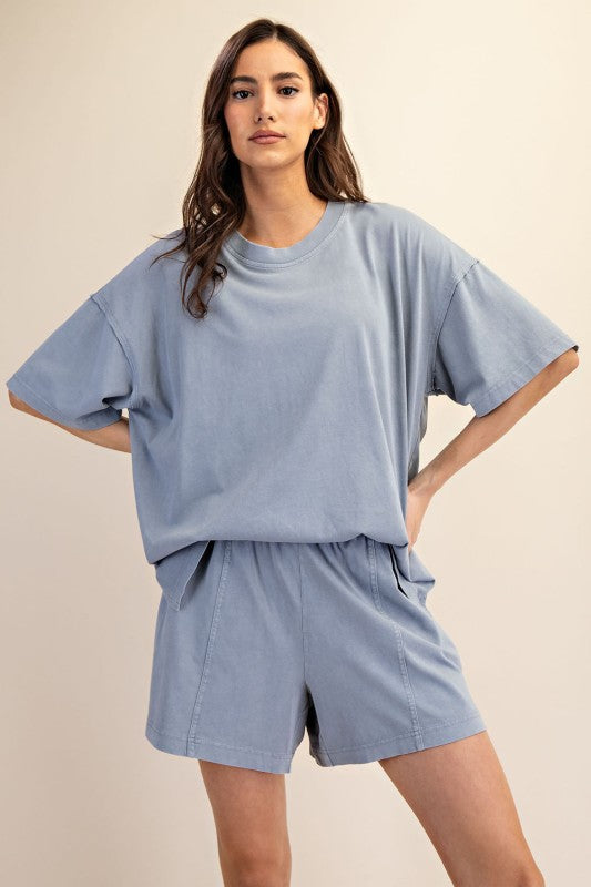 Mineral Washed Oversized Slit Tee